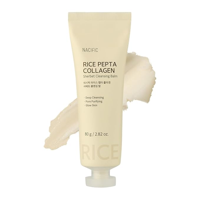 NACIFIC Rice Pepta Collagen Sherbet Cleansing Balm 2.82oz. 80g Makeup Remover Korean Skincare Deep Cleansing Face Cleanser Pore Purifying Glow Glass Skin Non greasy For All Skin Types