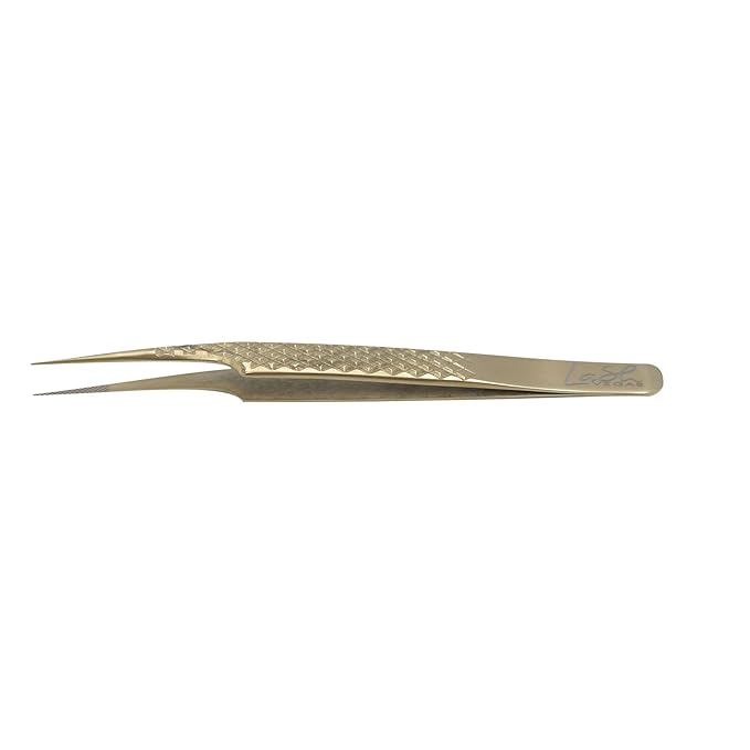 Icy Curved Tweezer - Diamond Grip Lash Tweezers for Eyelash Extensions - Multi-Use Fiber Tip Lash Tweezers for Classic & Volume Lash Extensions – Gold