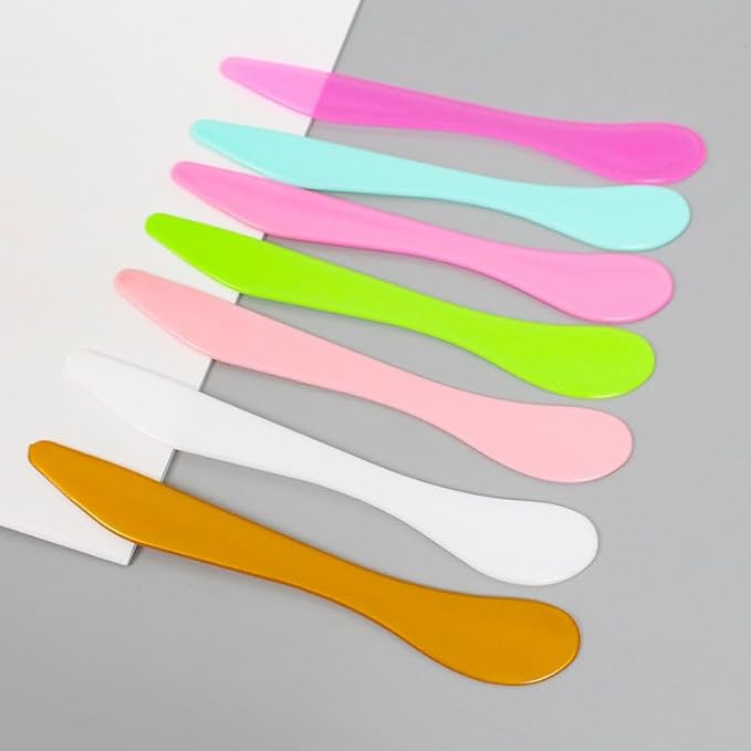 12pcs 24pcs 50pcs Cosmetic Spatula for Face Mask Cream Lotion Stick Plastic Spoon Disposable Scoop Makeup Tool for Easy Mixing, Sampling, Waxing DIY Facial Lip Mask Stick (50pcs (8 colors))