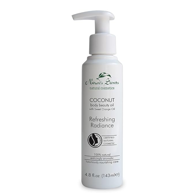 Nature's Secrets Organic Ceylon Coconut Body Oil with Orange Oil. For Dry & Extra Dry Skin. 100% Natural Certified. No Mineral Oil. Non-greasy.