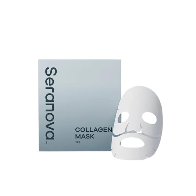 Seranova Collagen Face Mask with Hyaluronic Acid, Vitamin B3 & Red Seaweed – Hydrating, Firming & Brightening Sheet Mask for Radiant, Refreshed Skin