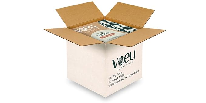 Natural Soap Bar Bundle – Goat Milk, Tea Tree Organic & Rosemary + Lavender | Handmade Cold Process | Nourishing & Aromatherapeutic | 3-Pack for Face & Body | Vegan & Palm Oil Free