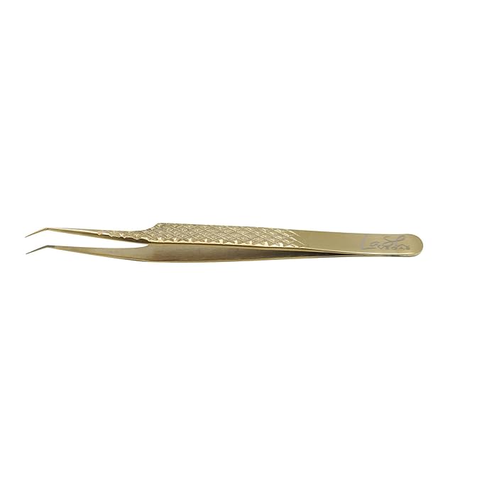 Hooked Cutie Tweezer - Diamond Grip Lash Tweezers for Eyelash Extensions - Fiber Tip Lash Tweezers for Classic & Volume Lash Extensions – Gold