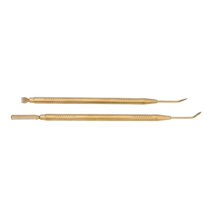 2 Pieces Eyelash Perm Tool,Lash Separator Tint Tool,Stainless Steel Lash Rods Tool with Comb for Eyelash Eyebrow Perming Tinting Curling Extensions (Gold)