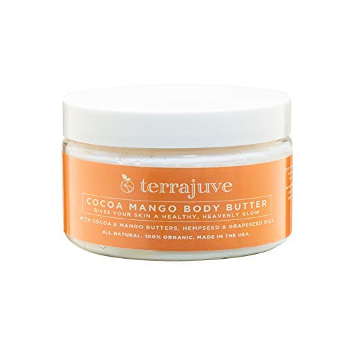 Cocoa Mango & Lemon Body Butter Pure, Natural and Organic Wrapped in Organza Bag: Anti Aging, Helps Even Skin Tone, Increase Elasticity, and Glow with Lemon and Lime, Shea Butter, Vitamins B, C and E