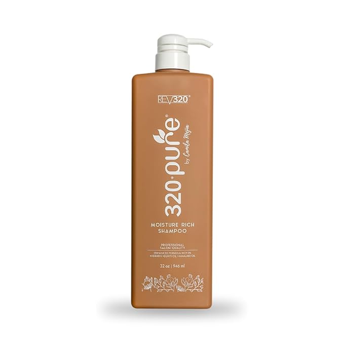 320Pure Moisture Rich Shampoo, Professional Salon, Nourishes and Repairs All types of Hair, Keratin-Omega, Argan Oil, (32oz)