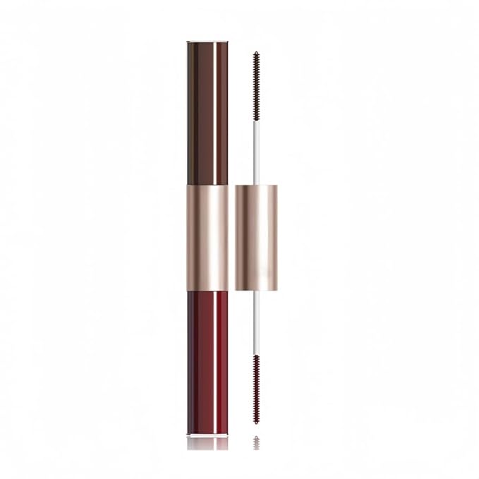 Waterproof Colorful Mascara with Small Brush, 1 Mascara with 2 Colors, Multi-Color, 2 Brush 2 Colors, Smudge-Proof, Long-Lasting, Volume and Lengthening, No Clumping (Brown & Red)