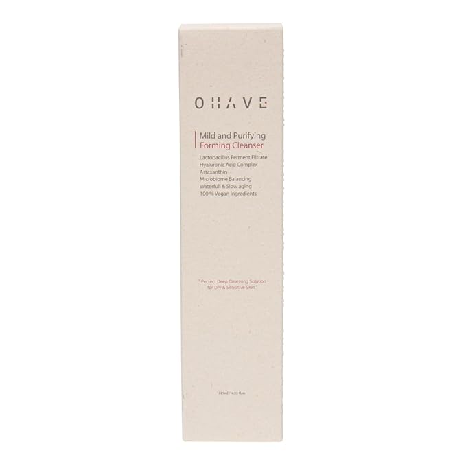 OHAVE Mild & Purifying Foaming Cleanser Gentle Vegan Face Wash with Lactobacillus Natural Botanical Extracts Hydrating & Soothing pH-Balanced 125ml