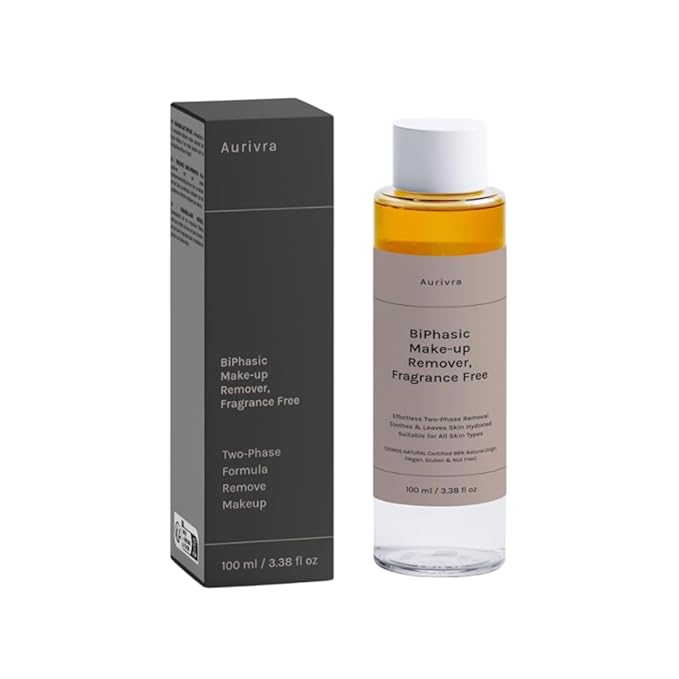 Makeup Remover for Sensitive Skin – Fragrance Free Eye & Face Cleanser, Hydrating with Aloe & Hyaluronic Acid, Vegan Two-Phase Formula