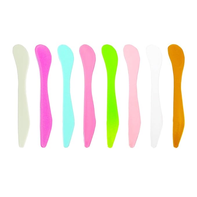 24 Pack Cosmetic Spatula for Makeup Face Mask, Plastic Spoon Disposable Beauty Tools, 8 Color Scraper, Multipurpose DIY Mixing, Skincare, Sampling, Waxing, Handmade Facial Mask Cream Lotion
