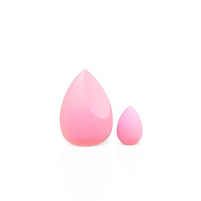 The Makeup Mesher- 2 Piece Makeup Blender Cruelty & Latex-Free, Streak-Free Highly Dense Large and Mini Travel Beauty Sponge from GK (1, Pink)