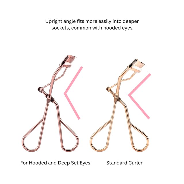 The Big Reveal Eyelash Curler for Hooded Eyes, Deep Set Eyes – Precision & Professional Eyelash Curler for Difficult Eye Shapes with Replacement Silicone Pad, Nickel Free
