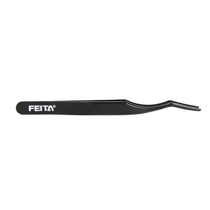 False Eyelash Applicator - FEITA Professional Curved Eyelashes Extension Tweezer for Easy Lashes Application and Removal - Black - 1Pc