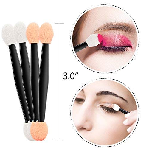 200 Pack Disposable Eyeshadow Brush Sponge Tipped Oval Makeup Tool Dual Sides Eyeshadow Brush Comestic Applicator for Girls Lady Women Daily Beauty(Black)