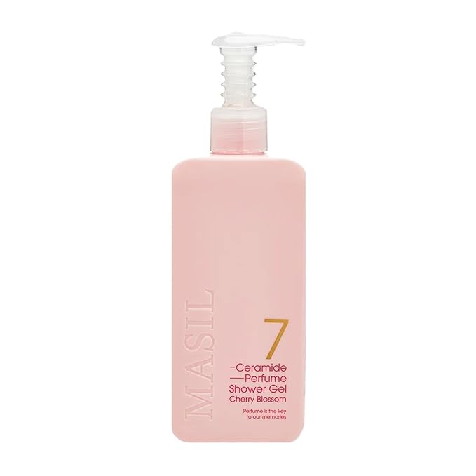 MASIL 7 Ceramide Perfume Shower Gel for Sensitive Skin, Korean Skin Care Moisturizing Body Wash for Women, Aroma Liquid Soap with Centella Asiatica and Licorice Root (Cherry Blossom, 16.9 fl oz)