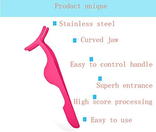 False Eyelash Applicator, Eyelash Extension Tweezers with Silicone Sleeve for Easy Application and Removal of Magnetic Eyelashes - Adjust and Repair (Pink)