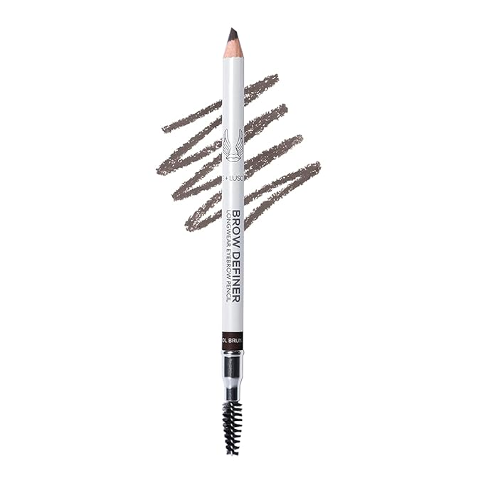 True + Luscious Brow Definer Pencil - Pomade & Powder Combo With Organic Castor Oil - Fills, Shapes Eyebrows - Waterproof - Cool Brunette