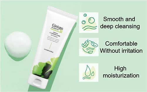 CHARMZONE Ginkgo Natural Cleansing Foam – Hydrating Daily Facial Cleanser | Creamy Botanical Foam for All Skin Types | Korean Skincare for Fresh & Nourished Skin (6.09 fl oz / 180 ml)