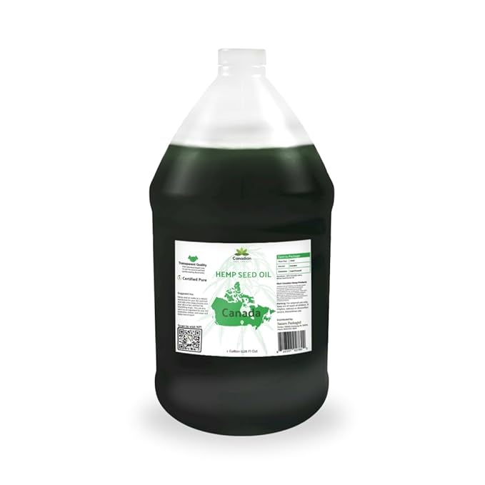 Hemp Seed Oil for Skin, Hair and Body Direct from Hemp Oil Canada - Cold Pressed Hemp Seed Oils - 1 Gallon