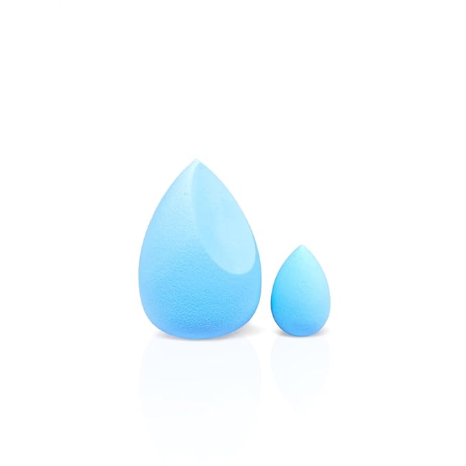 The Makeup Mesher- 2 Piece Makeup Blender Cruelty & Latex-Free, Streak-Free Highly Dense Large and Mini Travel Beauty Sponge from GK (1, Sky Blue)