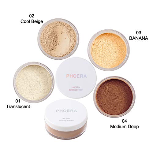 2 Pack PHOERA Banana Setting Powder, Control Oil Brighten Skin Color Cover Blemish Face Setting Loose Powder。 (03# Banana)