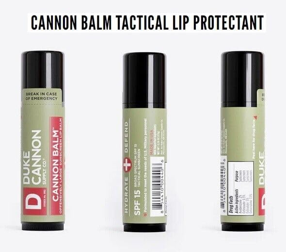 Duke Cannon Supply Co. - Tactical Lip Protectant Balm, Fresh Mint (3 Pack of 0.56 oz) Superior Performance Lip Protection Balm for Hard Working Men - Fresh Mint