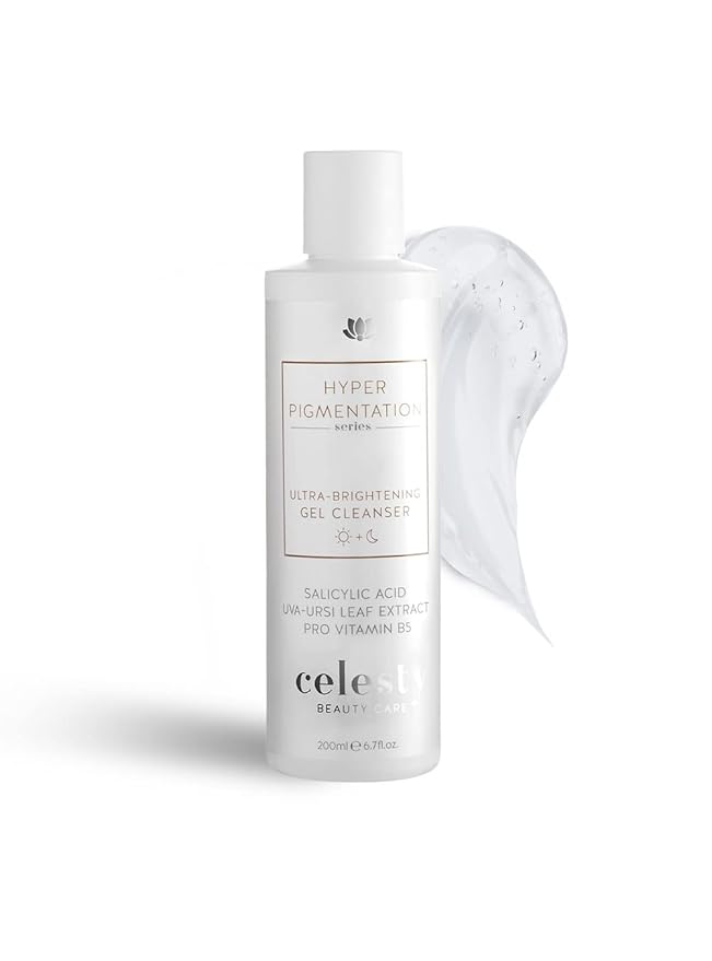 Celesty Beauty Brightening Face Wash, Facial Cleanser Gel Vitamin C, Glycolic Acid (AHA), Salicylic Acid (BHA) Uva Ursi Leaf Extract, Pro Vitamin B5 For Sensitive Skin Large 6.7 fl.oz.