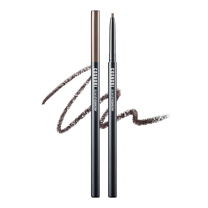 COSNORI Slim Eyebrow Pencil 01 Brownie - 2mm Micro-Fine Pencil Brow with Brush, Natural-Looking Brows, Long Lasting & Waterproof, Micro-Slim, Soft drawing, 0.005oz (0.13g)