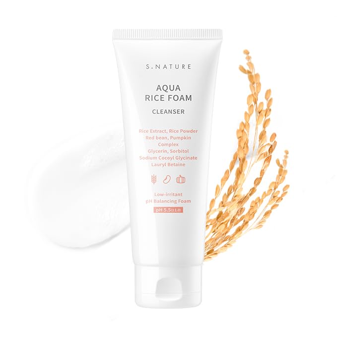 AQUA RICE FOAM CLEANSER | Facial Cleanser, Rice Extract Rice Powder Cleanser with Mild Cleansing, Glycerin,Vegan, Face Wash, Korean Skincareㅣ 160ml 5.4 Fl Oz