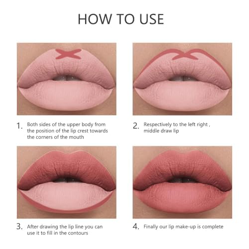12 Colors Brown Lip Liner Set for Women- Dark Red Nude Waterproof Lip Pencils for Defining & Filling Lips, Long-Lasting Smooth Lip Makeup, High Pigmented Lip Liner Pack