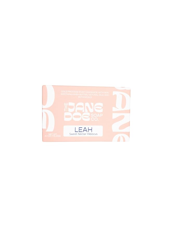 Natural Handmade Cold Process Bar Soap - Made with Olive oil, Coconut oil, Castor, Shea Butter, and Kaolin Clay-Plant Based, Vegan, Moisturizing, Hand/Body Soap! 1 Bar (Leah Sweet Nectar Hibiscus)