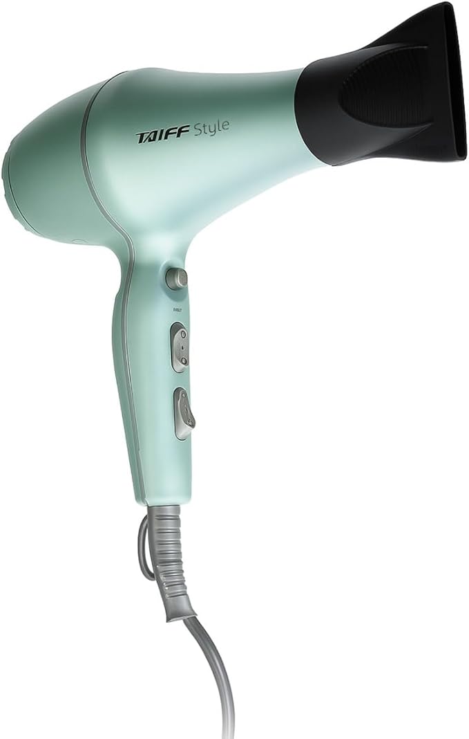 Taiff Style IonSense Professional Hair Dryer | 1875W Ionic Ceramic Blow Dryer with Diffuser | Lightweight Travel Friendly | Dual Voltage - Fast Drying | Green