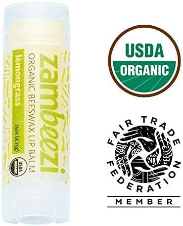 Organic, Fair Trade Beeswax Lip Balm - Lemongrass 3 Pack - Ethically Sourced