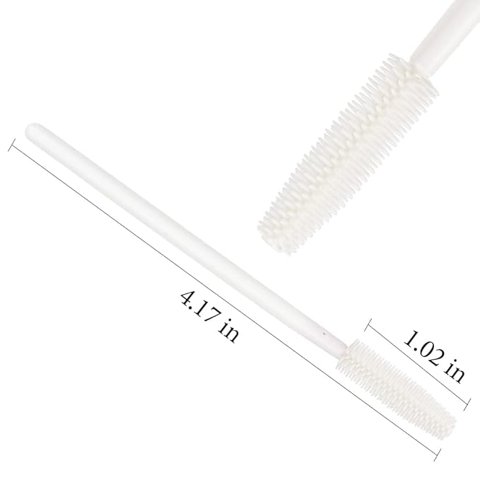 MyAoKuE-UP 100pcs Silicone Mascara Wands Disposable Eyelash Brushes Wand for Extension Makeup Brush Tool Bulk (Silicone All White)