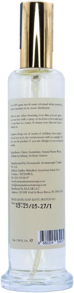 HMA | Neroli Water Facial Mist – 100% Pure Orange Blossom Hydrosol | Alcohol-Free Toner with Sodium Levulinate & Anisate | Hydrating Mist for Sensitive Skin | 3.38 FL Oz