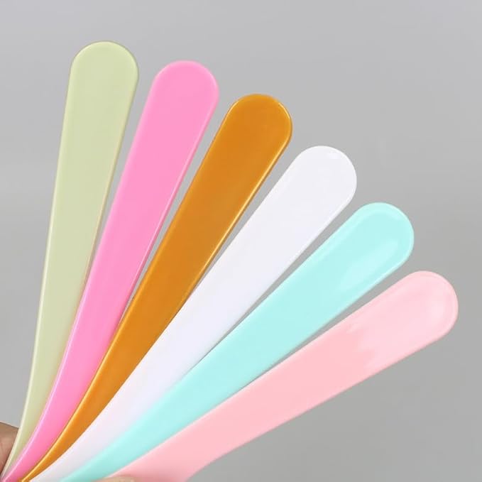 30 Pack Cosmetic Spatula for Makeup Face Mask, Plastic Spoon Disposable Beauty Tools, 6.1"x 1.57", 6 Color, Multipurpose DIY Mixing, Skincare, Sampling, Waxing, Handmade Facial Mask Cream