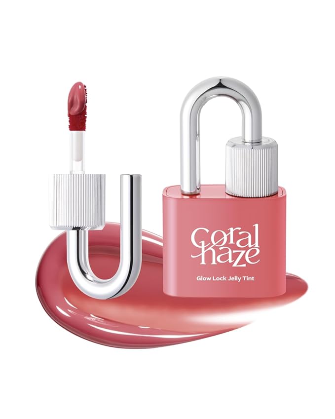 CORLAHAZE Glow Lock Jelly Tint #103 4g, Hydrating Jelly Glow Lip Stain, High-Shine, Long-Lasting Color Moisturizing Lip Enhancer with Rosehip Oil, Collectible Lock-Shaped Design, Korean Makeup