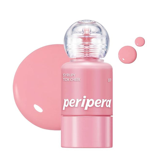 PERIPERA SYRUPY TOK CHEEK 5 Colors, Liquid Blush, Dewy Finish and Hydrates All day, Soft Velvet Texture Face Cheek Tint (07 AIRY PINK, One Size)