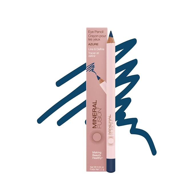 Mineral Fusion Eye Pencil, Navy Blue Eyeliner with Soothing Chamomile, Meadowfoam & Vitamin E, Velvety Smooth, Hypoallergenic Eye Makeup to Line & Define, Long-Lasting Eyeliner Pencil, Azure, 0.04 Oz