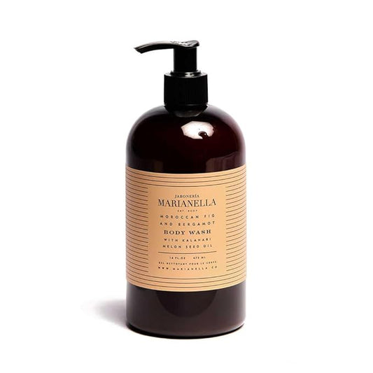 Jaboneria Marianella Moroccan Fig & Bergamot Body Wash, 16 fl oz – Nourishing Cleanser with Kalahari Melon Oil & Aloe, Sweet Citrus Scent for Daily Hydration
