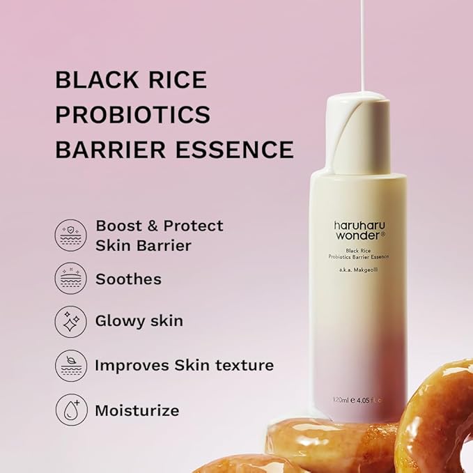 haruharu Wonder Black Rice Probiotics Barrier Essence, Skin Flooding & Layering, Strengthens Skin Barrier, Moisturizes, Glowy Radiant Skin, Ceramide & Panthenol, Holiday Stocking Stuffer, 4.05 fl.oz