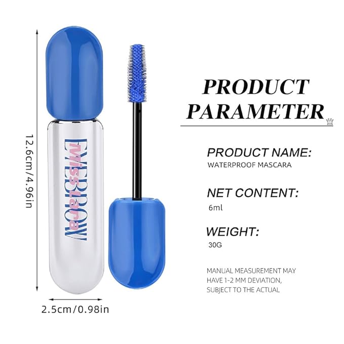 Navy Blue Mascara For Eyelashes Mascara Eye Lash, Waterproof, Flake & Smudge Resistant, Cruelty-Free, Nourishing Formula (Blue)