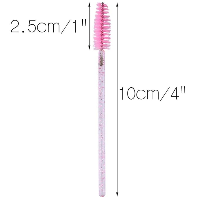 G2PLUS 500PCS Crystal Eyelash Mascara Brushes Wands Applicator Makeup Kits Mascara Wands Lash Spoolies for Eyelash Extensions and Eyebrow Brush (Pink)