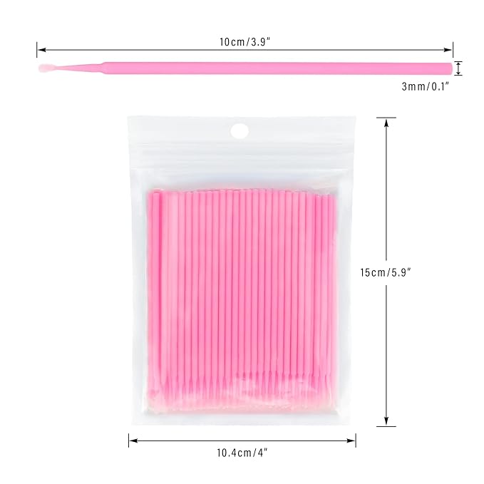 G2PLUS Micro Swabs - 100pcs Cotton Swabs for Makeup, Pink Disposable Applicators Brush for Nails, Eyeliner and Lash Tech Supplies