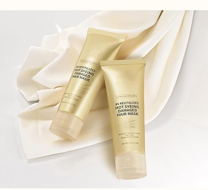 2Pcs Hair Mask, 8s Revitalizes Hot Dyeing Damaged Hair Mask, Keratin Revitalizing Cream for Frizz Hair Daily Care,Perm and Dye Repair Conditioner, Prevent Hair Breakage