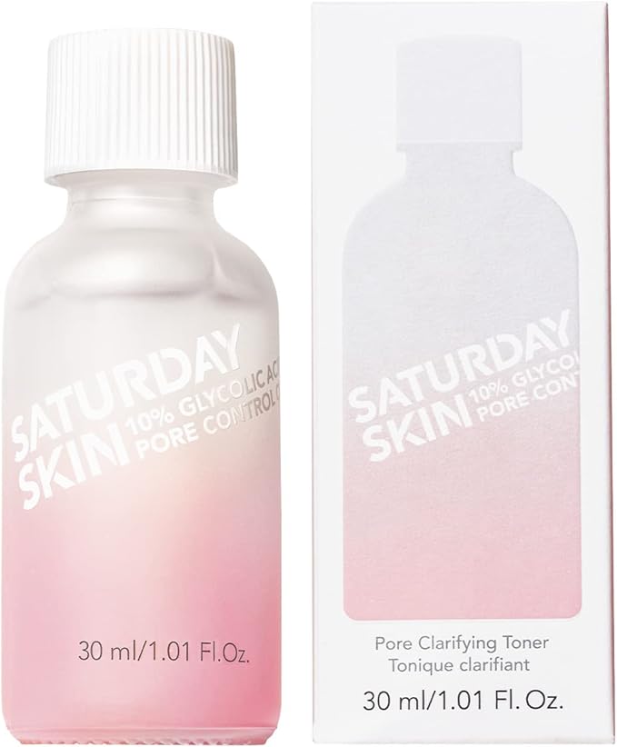 Saturday Skin Pore Clarifying Travel Sized Toner 10% Glycolic Acid&AHA Deep Cleansing Astringent Facial Toner