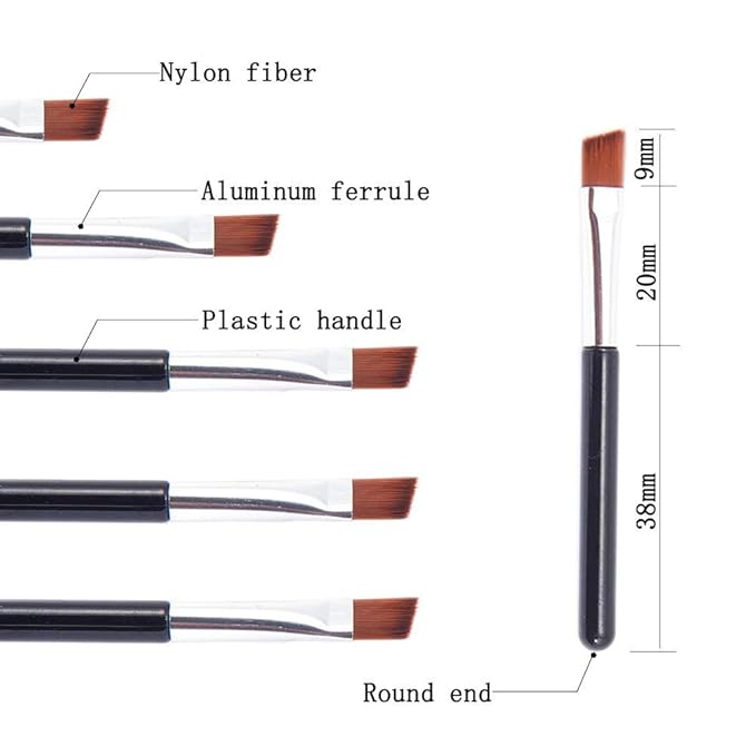 VOSAIDI 10pcs Eyebrow Portable Premium Quality Angled Eye Brow and Spoolie Mini Brush