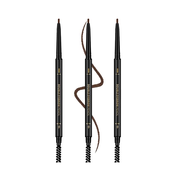 3 Pcs Waterproof Eyebrow Pencil Dark Brown, Premium Eye Brow Pencil Brn with Spoolie Brush, Longwearing for Perfect Brows, Professional, Precision, Defines, Universal Benefit Eyebrow Pencil, O'CHEAL