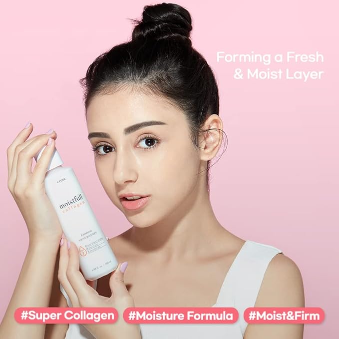 Etude Moistfull Collagen Facial Emulsion, Face Moisturizer, Super Collagen Water, Lupinus Albus Protein, Soft Milk Type Texture, Human Skin Patch Test Completed, Korean Skin Care, Beauty (6.08 Fl Oz)