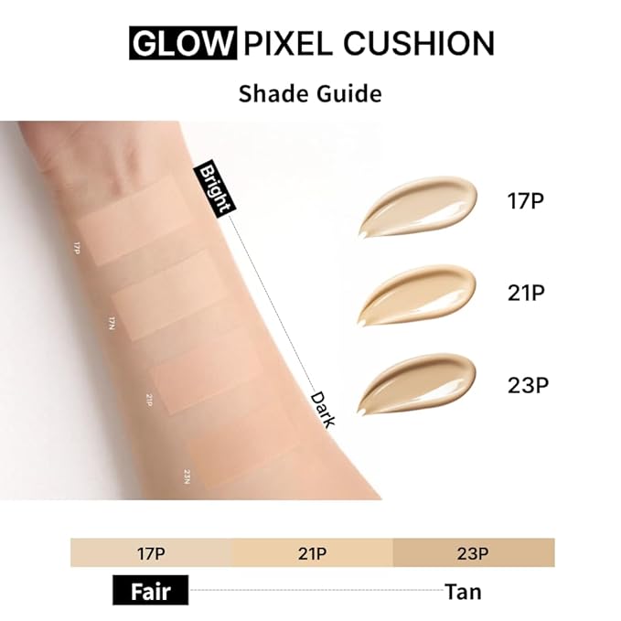 EITHER& Glow Pixel Cushion Foundation | Skincare-Infused Glow Finish, Lightweight, Pore Blurring, Long-Lasting Coverage, Korean Beauty (17P Porcelain)